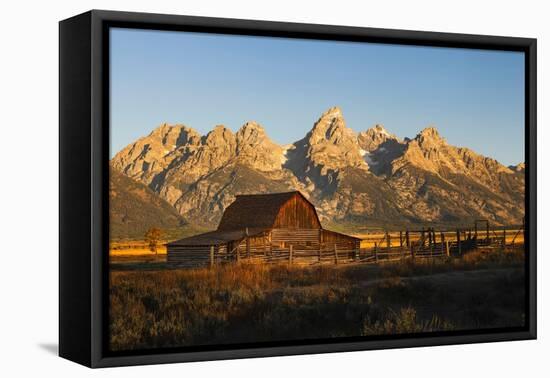 Historical Moulton barn at sunrise, Grand Teton National Park.-Adam Jones-Framed Premier Image Canvas