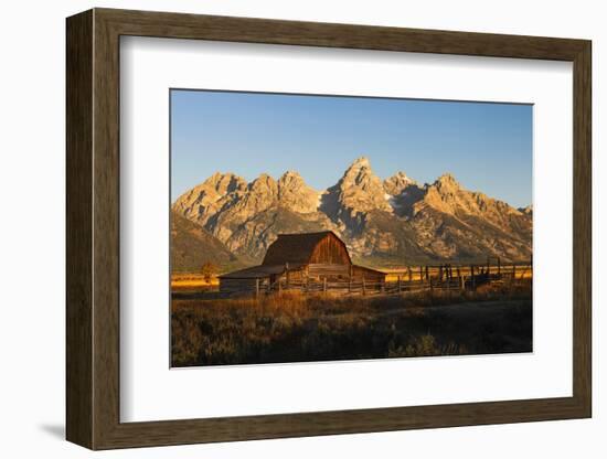 Historical Moulton barn at sunrise, Grand Teton National Park.-Adam Jones-Framed Photographic Print