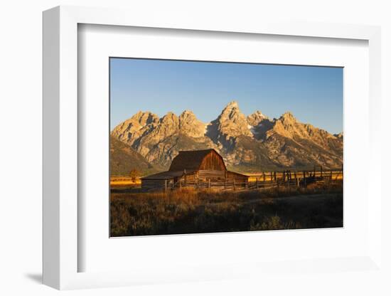 Historical Moulton barn at sunrise, Grand Teton National Park.-Adam Jones-Framed Photographic Print