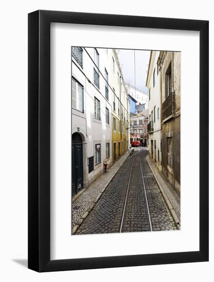 Historical Streetcar in the Alfama District, Lisbon, Portugal-Axel Schmies-Framed Photographic Print