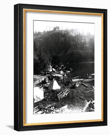 Historical Underwood (Big White Salmon) Indian Village, Circa 1936-null-Framed Giclee Print