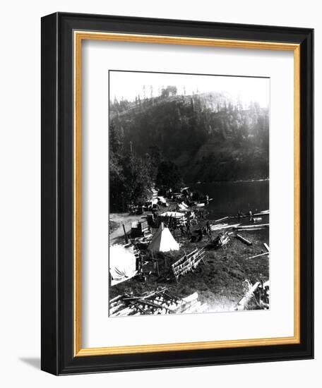 Historical Underwood (Big White Salmon) Indian Village, Circa 1936-null-Framed Giclee Print