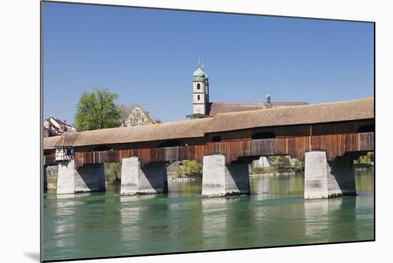 Historical Wooden Bridge and Cathedral (Fridolinsmuenster)-Markus Lange-Mounted Photographic Print