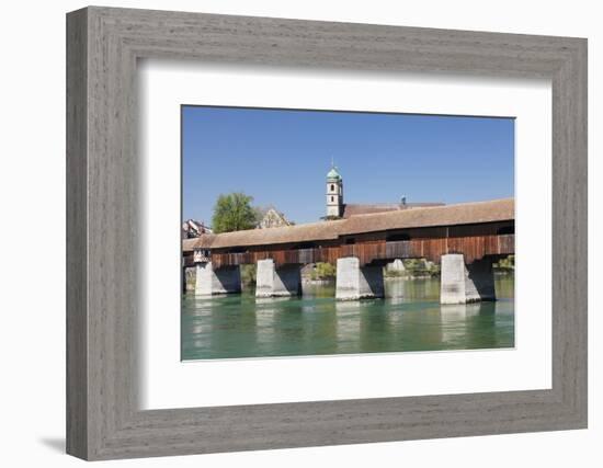 Historical Wooden Bridge and Cathedral (Fridolinsmuenster)-Markus Lange-Framed Photographic Print