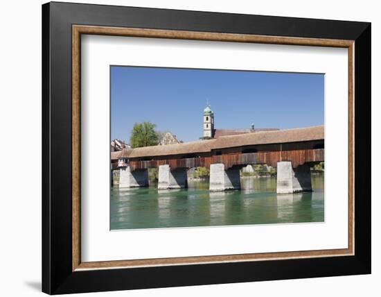 Historical Wooden Bridge and Cathedral (Fridolinsmuenster)-Markus Lange-Framed Photographic Print