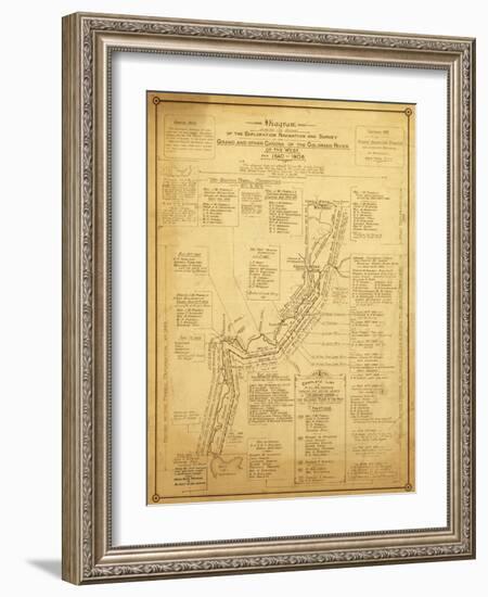 History of Exploration of the Grand Canyon - Panoramic Map-Lantern Press-Framed Art Print