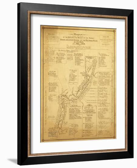 History of Exploration of the Grand Canyon - Panoramic Map-Lantern Press-Framed Art Print