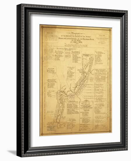 History of Exploration of the Grand Canyon - Panoramic Map-Lantern Press-Framed Art Print