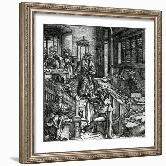 History of Music, from the Novel 'Der Weisskunig' in Praise of His Emperor Maximilian I-Hans Burgkmair-Framed Giclee Print