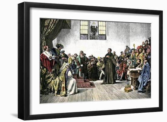 History of Religions: Martin Luther (1483-1546) Defending His Point of View before the Diet of Worm-null-Framed Giclee Print
