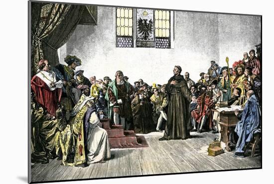 History of Religions: Martin Luther (1483-1546) Defending His Point of View before the Diet of Worm-null-Mounted Giclee Print