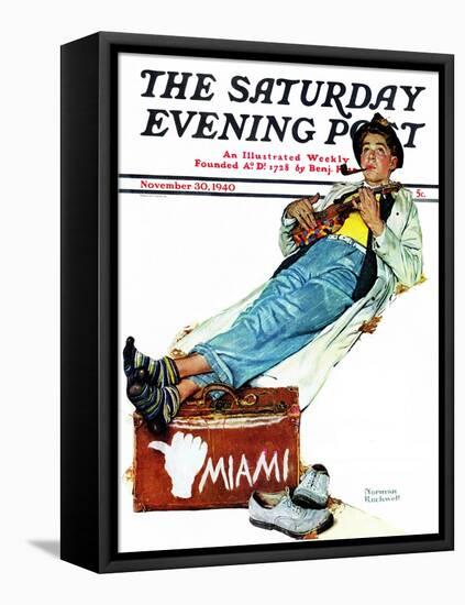 "Hitchhiker to Miami" Saturday Evening Post Cover, November 30,1940-Norman Rockwell-Framed Premier Image Canvas