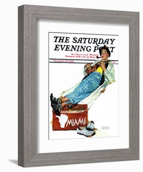 "Hitchhiker to Miami" Saturday Evening Post Cover, November 30,1940-Norman Rockwell-Framed Giclee Print