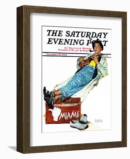 "Hitchhiker to Miami" Saturday Evening Post Cover, November 30,1940-Norman Rockwell-Framed Giclee Print