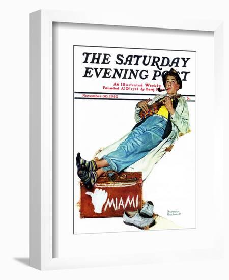 "Hitchhiker to Miami" Saturday Evening Post Cover, November 30,1940-Norman Rockwell-Framed Giclee Print