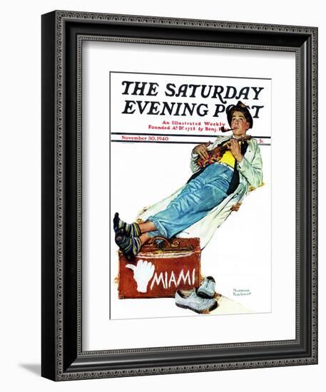 "Hitchhiker to Miami" Saturday Evening Post Cover, November 30,1940-Norman Rockwell-Framed Giclee Print