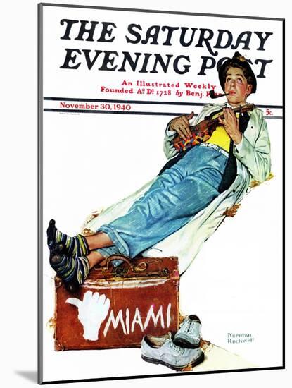 "Hitchhiker to Miami" Saturday Evening Post Cover, November 30,1940-Norman Rockwell-Mounted Giclee Print