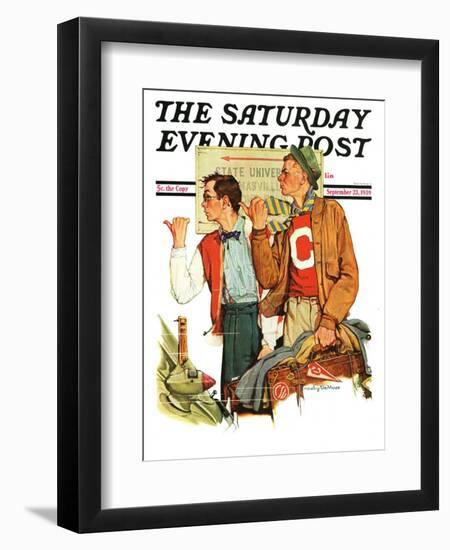"Hitchhiking to State U.," Saturday Evening Post Cover, September 23, 1939-null-Framed Giclee Print
