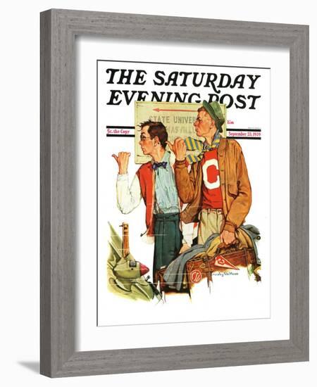 "Hitchhiking to State U.," Saturday Evening Post Cover, September 23, 1939-null-Framed Giclee Print