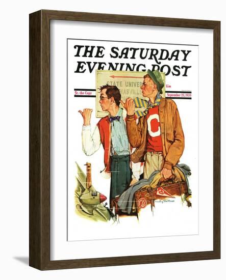 "Hitchhiking to State U.," Saturday Evening Post Cover, September 23, 1939-null-Framed Giclee Print