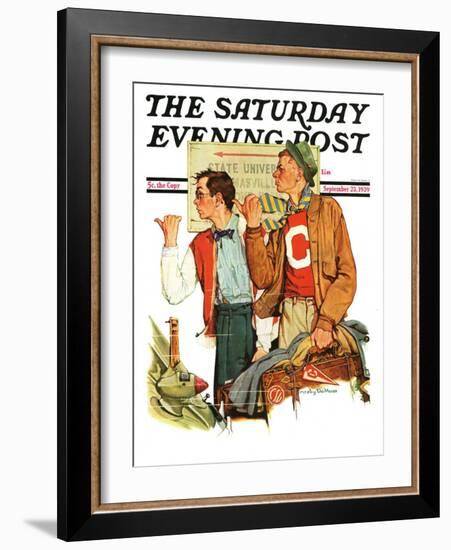 "Hitchhiking to State U.," Saturday Evening Post Cover, September 23, 1939-null-Framed Giclee Print