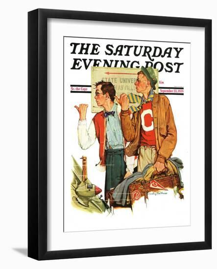 "Hitchhiking to State U.," Saturday Evening Post Cover, September 23, 1939-null-Framed Giclee Print