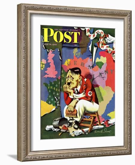 "Hitler as Wallpaperer," Saturday Evening Post Cover, July 31, 1943-Ken Stuart-Framed Giclee Print