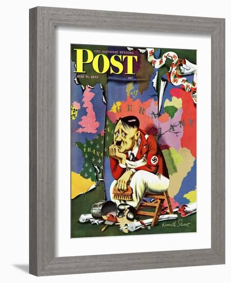 "Hitler as Wallpaperer," Saturday Evening Post Cover, July 31, 1943-Ken Stuart-Framed Giclee Print