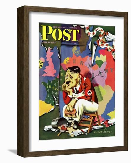 "Hitler as Wallpaperer," Saturday Evening Post Cover, July 31, 1943-Ken Stuart-Framed Giclee Print