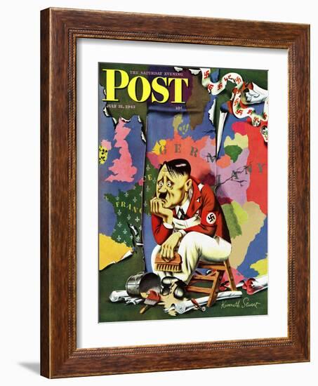 "Hitler as Wallpaperer," Saturday Evening Post Cover, July 31, 1943-Ken Stuart-Framed Giclee Print