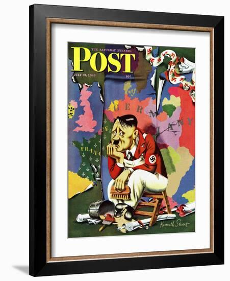 "Hitler as Wallpaperer," Saturday Evening Post Cover, July 31, 1943-Ken Stuart-Framed Giclee Print