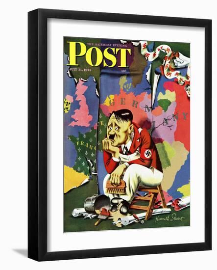 "Hitler as Wallpaperer," Saturday Evening Post Cover, July 31, 1943-Ken Stuart-Framed Giclee Print