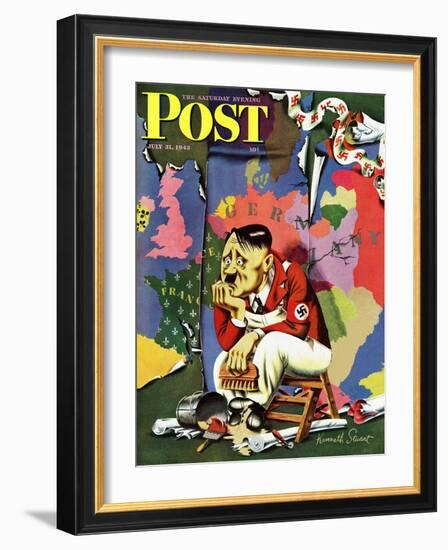 "Hitler as Wallpaperer," Saturday Evening Post Cover, July 31, 1943-Ken Stuart-Framed Giclee Print