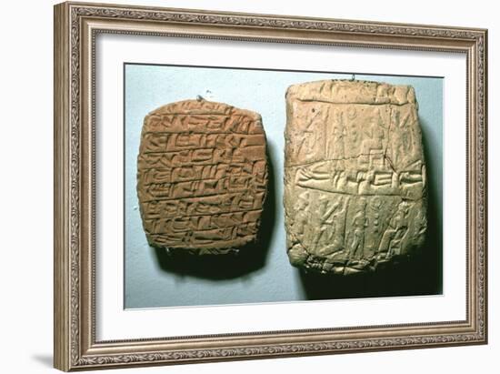 Hittite clay tablet and envelope, Kul-Tepe, c1900 BC. Artist: Unknown-Unknown-Framed Giclee Print