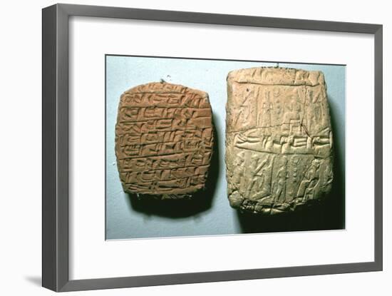 Hittite clay tablet and envelope, Kul-Tepe, c1900 BC. Artist: Unknown-Unknown-Framed Giclee Print