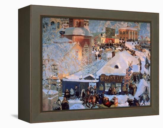 Hiver, Mardi Gras (Winter, Schrovetide). Les Festivites Traditionnelles Dans Les Rues Enneigees D'u-Boris Mikhailovich Kustodiev-Framed Premier Image Canvas