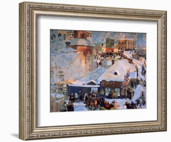 Hiver, Mardi Gras (Winter, Schrovetide). Les Festivites Traditionnelles Dans Les Rues Enneigees D'u-Boris Mikhailovich Kustodiev-Framed Giclee Print