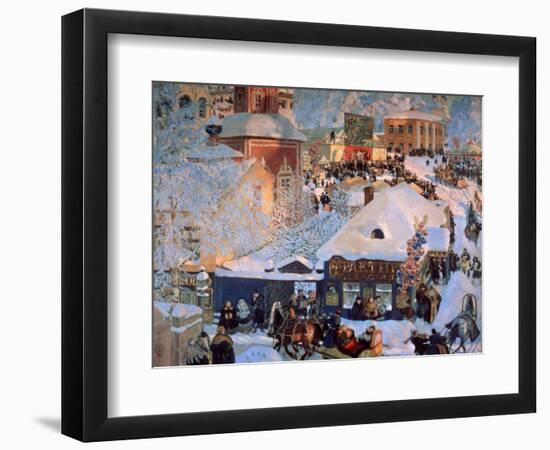 Hiver, Mardi Gras (Winter, Schrovetide). Les Festivites Traditionnelles Dans Les Rues Enneigees D'u-Boris Mikhailovich Kustodiev-Framed Giclee Print