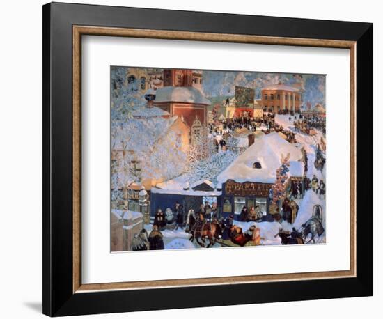 Hiver, Mardi Gras (Winter, Schrovetide). Les Festivites Traditionnelles Dans Les Rues Enneigees D'u-Boris Mikhailovich Kustodiev-Framed Giclee Print