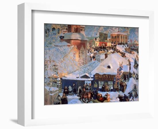 Hiver, Mardi Gras (Winter, Schrovetide). Les Festivites Traditionnelles Dans Les Rues Enneigees D'u-Boris Mikhailovich Kustodiev-Framed Giclee Print