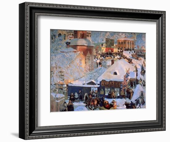 Hiver, Mardi Gras (Winter, Schrovetide). Les Festivites Traditionnelles Dans Les Rues Enneigees D'u-Boris Mikhailovich Kustodiev-Framed Giclee Print