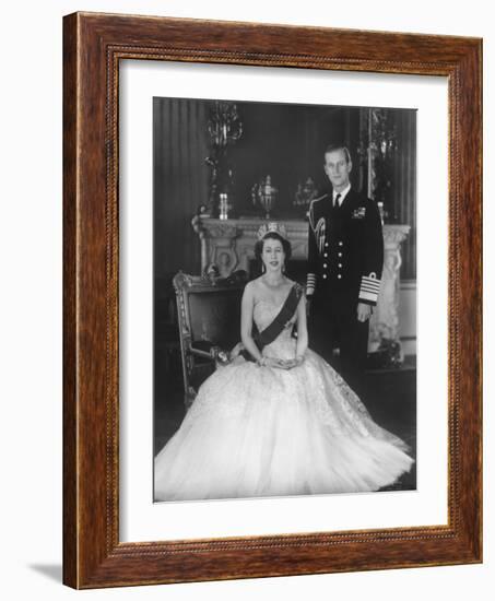 HM Queen Elizabeth II and Hrh Duke of Edinburgh at Buckingham Palace, 12th March 1953-Sterling Henry Nahum Baron-Framed Photographic Print