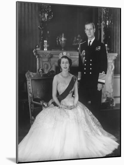 HM Queen Elizabeth II and Hrh Duke of Edinburgh at Buckingham Palace, 12th March 1953-Sterling Henry Nahum Baron-Mounted Photographic Print