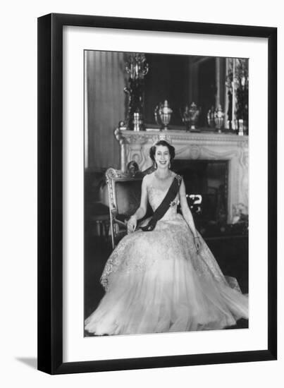 HM Queen Elizabeth II at Buckingham Palace, 12th March 1953-Sterling Henry Nahum Baron-Framed Photographic Print