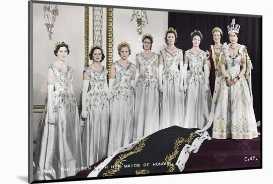 HM Queen Elizabeth II with her Maids of Honour, The Coronation, 2nd June 1953-Cecil Beaton-Mounted Photographic Print