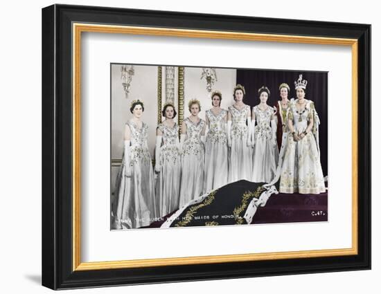 HM Queen Elizabeth II with her Maids of Honour, The Coronation, 2nd June 1953-Cecil Beaton-Framed Photographic Print