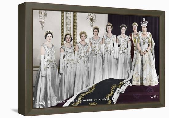 HM Queen Elizabeth II with her Maids of Honour, The Coronation, 2nd June 1953-Cecil Beaton-Framed Premier Image Canvas