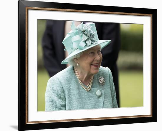 HM Queen Elizabeth in turquoise at Royal Ascot-Associated Newspapers-Framed Photo