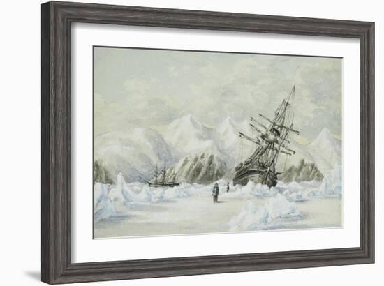 Hm Ships Enterprise and Investigator, Drifting Down Barrow Strait-Edward Adams-Framed Giclee Print