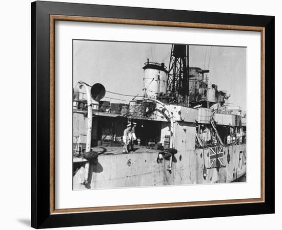 HMS Amethyst, after Action on the Yangtze River, 20th April 1949-null-Framed Giclee Print